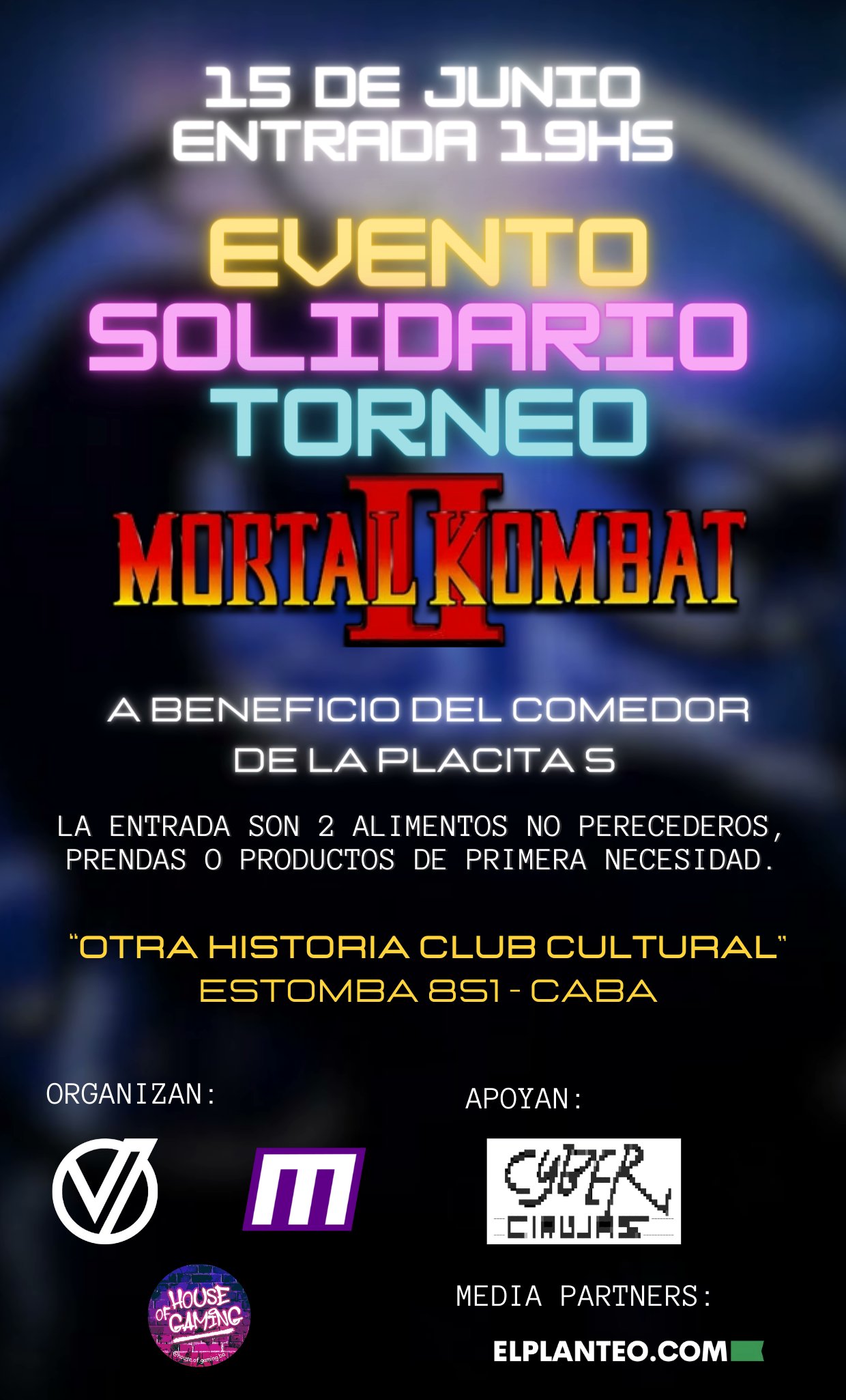 Flyer Evento Solidario Mortal Kombat 2