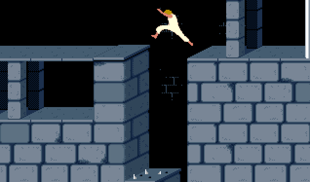 Captura de Prince of Persia, con el protagonista a mitad de salto.